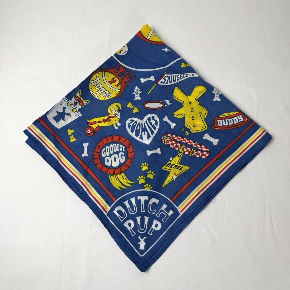 2023 Dutch Bros Pup Bandana National Dog Day‎ Square Scarf Blue Zoomies Doggo